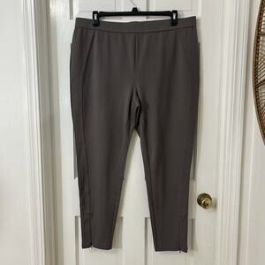 Isaac Mizrahi Live! Stretch Pull On Pants Ankle Zip Putty Brown‎ Sz 20 Career